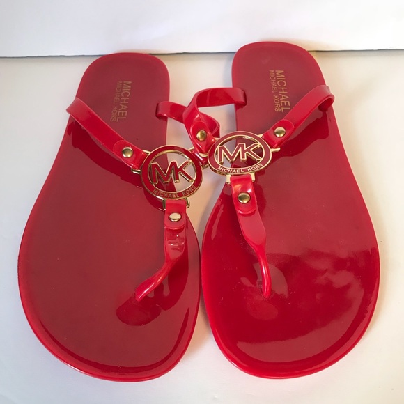 michael kors red flip flops